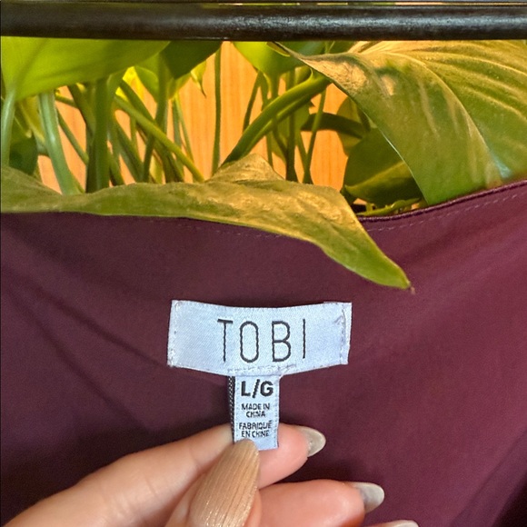 Tobi Sz Large Burgundy Red Sexy Deep Plunge Asymmetrical Dress - Picture 5 of 13